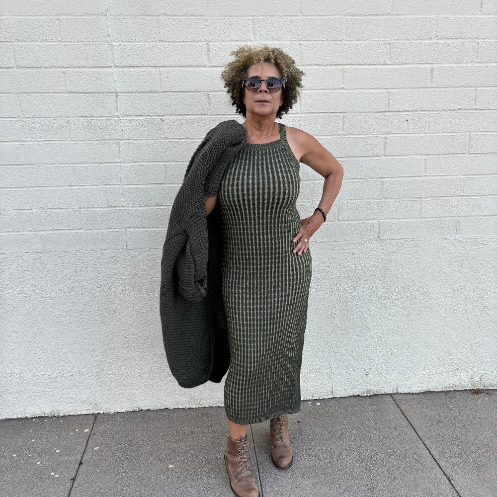 KNIT TANK CUT MIDI DRESS